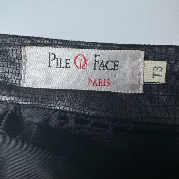 Pile Ou Face Paris Skirt Size 3 Gray Black Reptile Print Flared A Line Textured - Picture 4 of 14